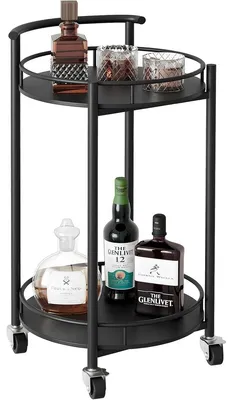 Obrázek produktu pro Servírovací vozík kuchyňský - 2 patra - Kov - 42 x 42 x 78 cm - Černá - Se otočnými kolečky