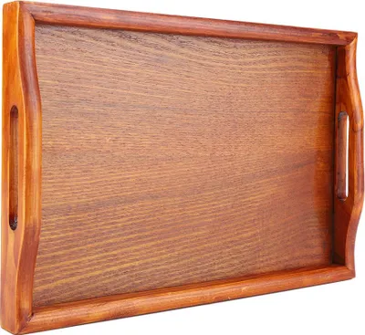 Obrázek produktu pro Velký dřevěný podnos na čaj, vodu a další nápoje, dřevěný podnos na snídani a čaj s uchem, 30 x 20 cm