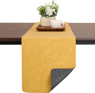 Imagen del producto de Mantel individual de imitación cuero, de doble cara, 30x140 cm, antideslizante, resistente al calor, lavable, apto para interiores y exteriores