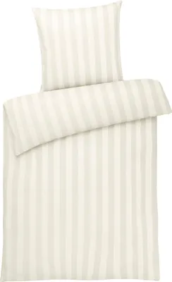 Produktbild von Damast Bettwäsche 155x220 Creme Streifen Bettbezug 155 x 220 gestreift 100% Baumwolle