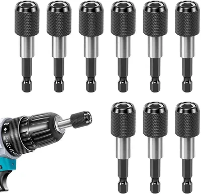 Set von 9 Magnetischen Bit Haltern für Schnellen Wechsel, Geeignet für Bohrmaschinen und Schraubendreher, 1/4 Zoll (60 mm)
