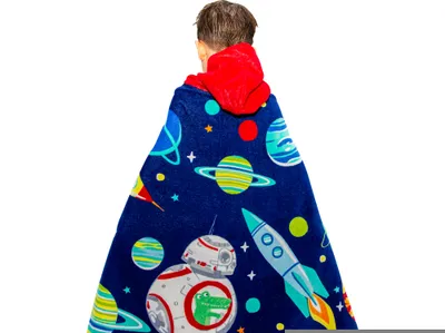 Obrázek produktu pro Dětský ručník Župan bavlněný Kreslený vzor Dětský župan Plážové plavání Poncho s kapucí(Red)