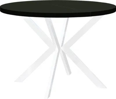 Produktbild von Runder Ausziehbarer Tisch für Esszimmer, ENDIK, mit Metallbeinen, Loft-Stil, Industriel, Durchmesser: 90 / 190 cm, Farbe: Schwarz / Weiß