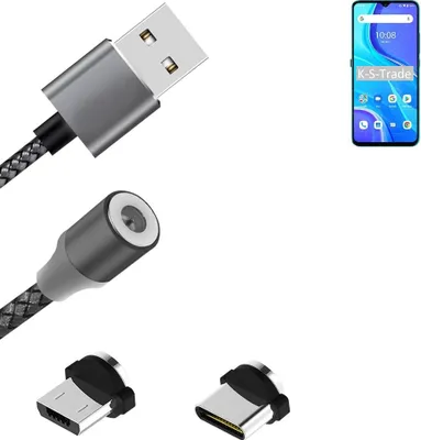 Produktbild von K-S-Trade Hochwertiges Magnet-Lade-kabel Sync-Kabel Daten-Kabel für UMIDIGI A7s mit USB-Typ-C-Anschluss und Micro-USB-Anschluss 2A bis zu 480mbps