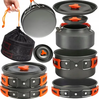 Produktbild von Aluminium 3-teiliges Camping Kochgeschirr Set mit 0.8 L Kessel