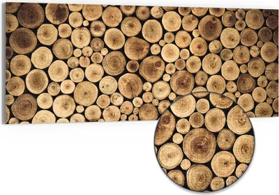 Produktbild von DEQORI Hybrid Leinwand Bild 125x50 cm 'Harmonisches Holzmeer' Wandbild Glas flach modern