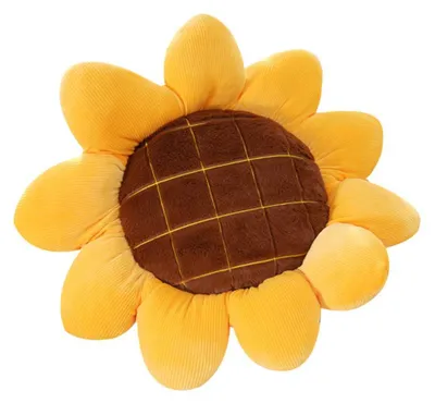 Zonnebloem-Vloerkussen 50 cm, Plüsch-Dekokissen, Blumenform