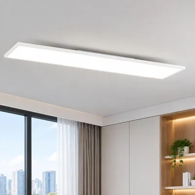 Produktbild von ZMH LED Deckenleuchte Dimmbar Panel - Flach Deckenlampe Wohnzimmer mit Fernbedienung 100x25CM Küchenlampe 42W Wohnzimmerlampe Deckenpanel Modern Weiß, KI-generiertes Bild