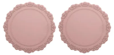 2er-Set runde Silikon-Tischsets, 16,5 cm, rosa