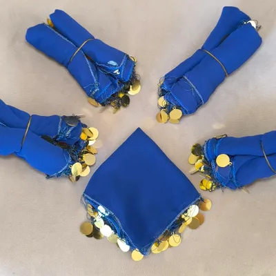 Produktbild von 10x Dunkelblau mit goldenen Pulls Halay Mendili groß 20x20 cm Tanztücher Dügün Hochzeit Verlobung Kina Mendil