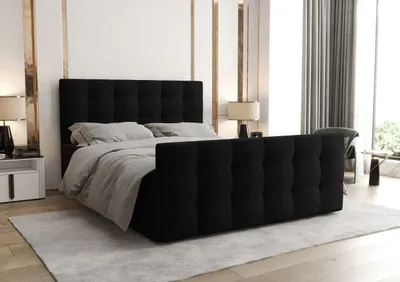 Produktbild von AX LIVING Boxspringbett 140x200 mit Bettkasten Orchido Schwarz – Luxus&Stauraum