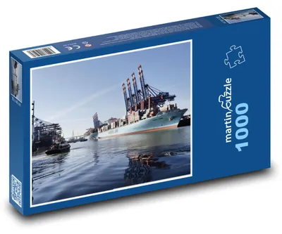 Zdjęcie produktu dla Puzzle 1000 Statek kontenerowy w Hamburgu - martinpuzzle