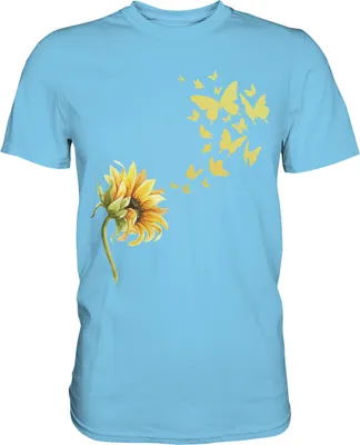 Produktbild von Sonnenblume Sommer Schmetterlinge T-Shirt – Sky Blue / XL