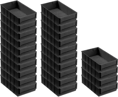 Produktbild von SuperSparSet 24x Leitfähige Industriebox 300 B | HxBxT 8,1x18,3x30cm | 3,4 Liter | ESD, Sichtlagerkasten, Sortimentskasten, Sortimentsbox, Kleinteilebox