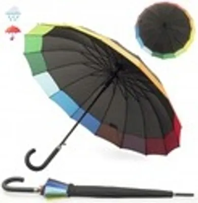 Produktbild von REGENSCHIRME Regenbogen Sonnenschirm Schwarz Groß 16 R 8167