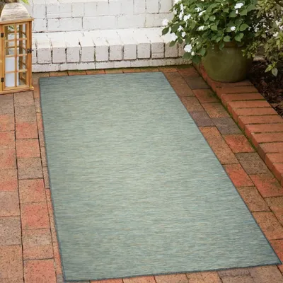 Produktbild von Teppich für Innenbereich und Außenbereich meliert in Sisaloptik beidseitig nutzbar in Blau Beige Größe - 60 x 100 cm