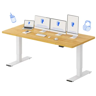 Produktbild von FLEXISPOT Höhenverstellbarer Schreibtisch Elektrisch 180x80cm, 2 starke Motoren, 120 kg Tragkraft, Antikollisionsschutz, 4 Memory-Funktion (Ahorn)