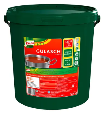 Verpackungsbild Knorr Gulaschbasis ideal abgeschmeckt für herzhafte Fleischgerichte 12500g