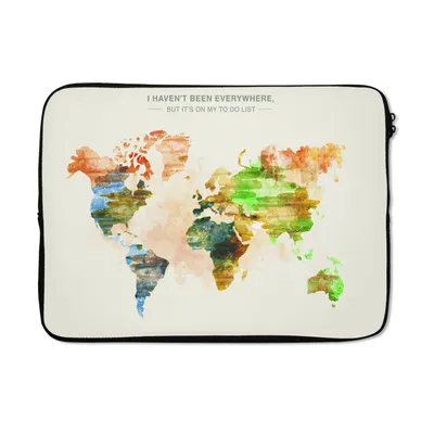Produktbild von MuchoWow® Laptop Hülle 14 ZollWeltkarte - Farbe - Farben Laptoptasche - Laptoptasche - Stoßsicher - Schutzhaube