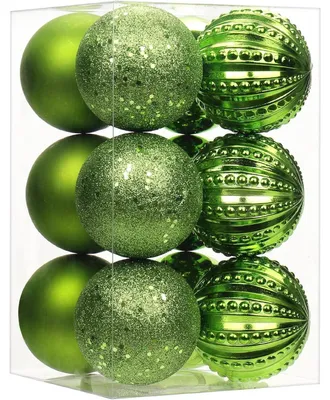 Immagine prodotto di Palline di Natale, 8 cm, verde, in plastica infrangibile, confezione da 12 pezzi
