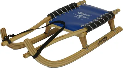 Produktbild von GL Rodel 105 cm Farbe natur, blau, Lederlenkriemen, Rennstahl