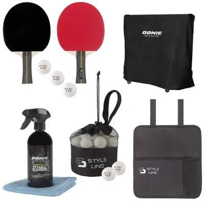 Produktbild von DONIC Style Newcomer TT-Set Outdoor, 2 Tischtennischläger, 32 Outdoor TT-Bälle, Tischabdeckhülle, Tischreiniger