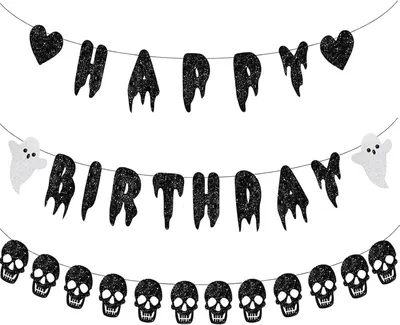 Produktbild von Halloween Geburtstag Banner, Spuk-Glitzer, 1,5 Meter, Dekoration für Halloween