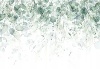 Produktbild von Vlies Fototapete Blätter PASTELL WIE GEMALT (368x254 cm - inklusive kleister) Grün Laub Aquarell Natur Pflanzen Wohnzimmer Schlafzimmer Wandtapete Motivtapeten Tapete UV-Beständig Montagefertig