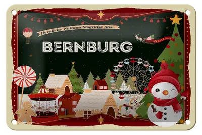 Produktbild von Blechschild Weihnachten Grüße BERNBURG Geschenk Dekoration  18x12cm