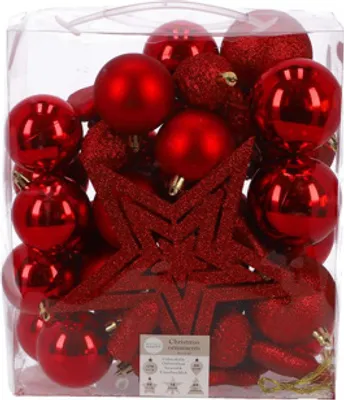 Immagine prodotto di Baubles natalizi in plastica House of Seasons - 40 pezzi - Ø8 cm - Rosso