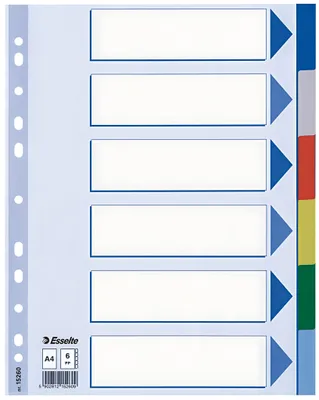 Produktbild von Esselte Kunststoff Register blanko A4 PP 6-teilig