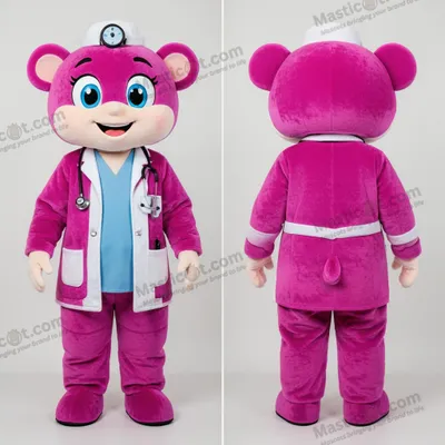 Imagen del producto de Mascota MASTICOT de Doctor de Peluche Magenta con Rasgos de Dibujo Animado Expresivos