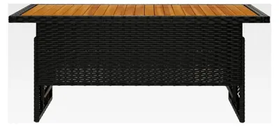 Produktbild von Gartentisch aus Akazienholz und Poly-Rattan, Schwarz, 100x50x43/63 cm