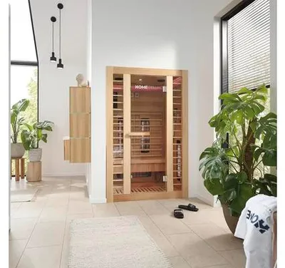 Obrázok produktu pre HOME DELUXE - Infračervená kabína REDSUN M DELUXE - 120 x 105 x 190 cm - pre 2 osoby, 5 plnospektrálnych ohrievačov, drevo: hemlockI Infračervená sauna, sauna, tepelná kabína, infra
