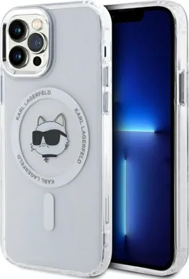 Produktbild von Karl Lagerfeld KLHMP12MHLSCHH iPhone 12 / 12 Pro 6,1" weiß/weiß Hardcase IML Metal Choupette Head MagSafe Schutzhülle