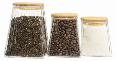 Image de Mulex lot de 3 bocaux en verre 350-500-900 ml avec couvercles en bambou