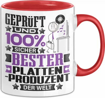 Produktbild von Plattenproduzent Geschenk Lustiger Spruch für Plattenproduzent Geschenkidee Bester Plattenproduzent Der Welt (Rot)