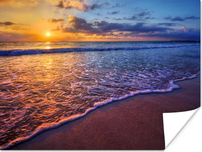 Produktbild von MuchoWow® Poster Meer - Strand - Sonnenuntergang - Wolken - Horizont 120x90 cm - Wandbild