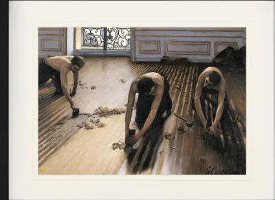 Produktbild von Gustave Caillebotte Gerahmtes Bild Mit Edlem Passepartout | Wand-Bilder | Im Bilderrahmen - Die Parkettschleifer, 1875 (60 x 80 cm)