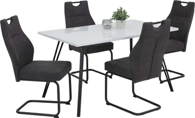 Produktbild von 5 tlg. Essgruppe Tiara - Tisch Weiß, 4 Stühle Anthrazit