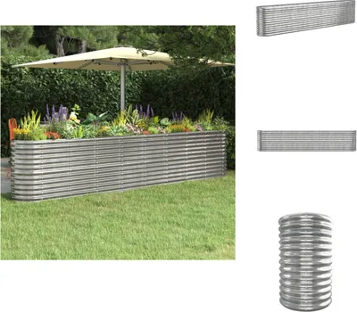 Immagine prodotto di vidaXL Letto rialzato in acciaio verniciato a polvere 332x40x68 cm Argento - Vasi e fioriere