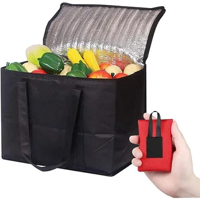 Obrázek produktu pro Skládací chladicí taška s piknikovou dekou, velká pikniková taška o objemu 35 l, taška na oběd, termotaška, izolovaná taška