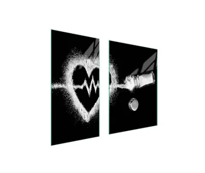 Immagine prodotto di Piastre copri fornelli 2 pezzi 75x52 Copri piano cottura in Vetroceramica tagliere in vetro cuore nero