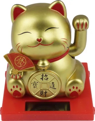 Produktbild von Glückskatze Mini Maneki-neko Medaille gold-matt Solar 5cm Winkekatze Lucky cat