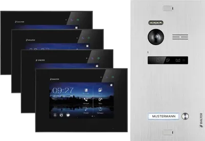 Produktbild von Balter EVO Video-Türsprechanlage für Einfamilienhaus mit 4x 7 Zoll Monitor Silber Schwarz