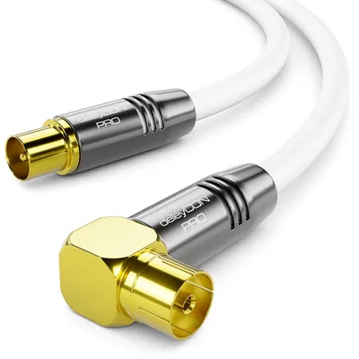 Produktbild von deleyCON 20m 4K TV Antennenkabel Koaxialkabel 90° IEC - Weiß