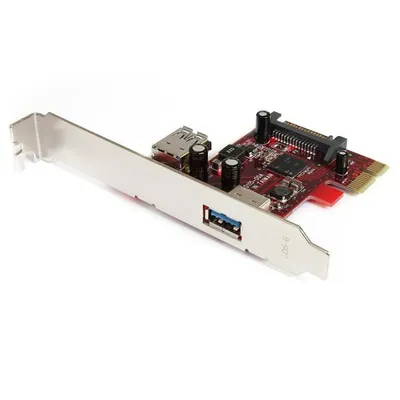Productafbeelding van StarTech.com 2-poorts USB 3.0 SuperSpeed PCI Express interfacekaart - 1 intern / 1 extern - 2 USB-poorten - Insteekkaart