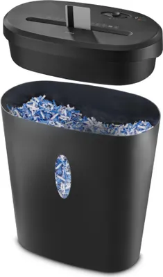 Imagen del producto de hama 00050586: Destructora de documentos hama Safe X120 con corte en partículas P-4, tamaño de partículas de 4 x 40 mm, capacidad de hasta 12 hojas, color