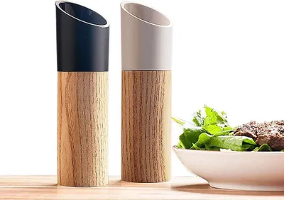 Produktbild von Salz und Pfeffermühle 2er Set,Mühle Set für die Küche,Streuer mit Keramik-Kern,Pfeffermühlen-Set Pfeffer Mühle Gewürzmühle im Set Einstellbarer Keramikschleifkern Mühle