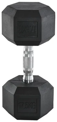 Produktbild von Hexagon Gummihanteln 17,5kg Gusseisen Krafttraining Schwarz für Heimfitness